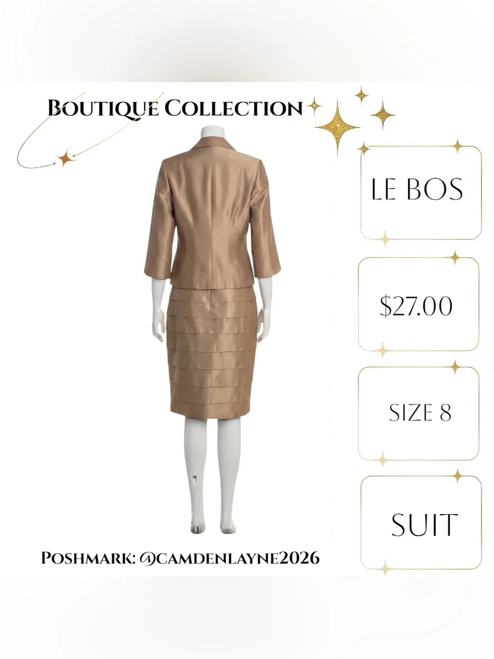 Iridescent Champagne Jacket with Pencil Skirt Outfit -Sleek Professional Styling